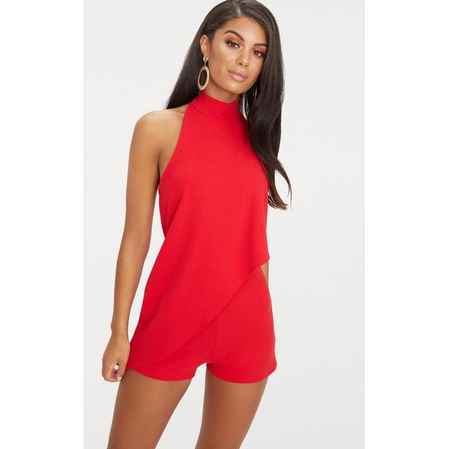 Red playsuit discount pretty little thing