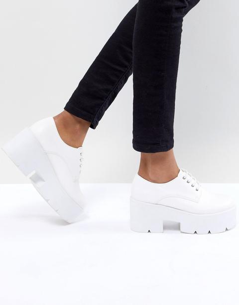 Asos Design - Mega - Scarpe Stringate Con Tacco E Suola Spessa - Bianco