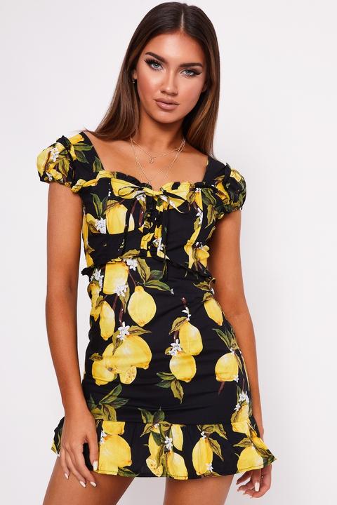 black and lemon dress