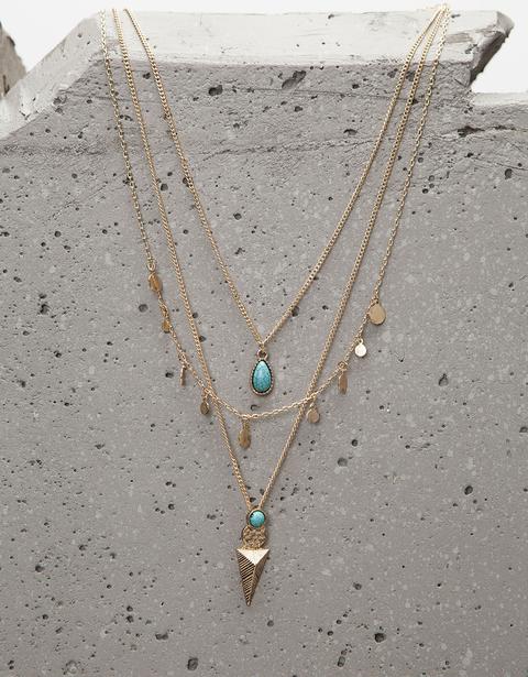 Set 3 Collares Triángulos Piedra Azul