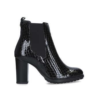 kurt geiger black patent ankle boots