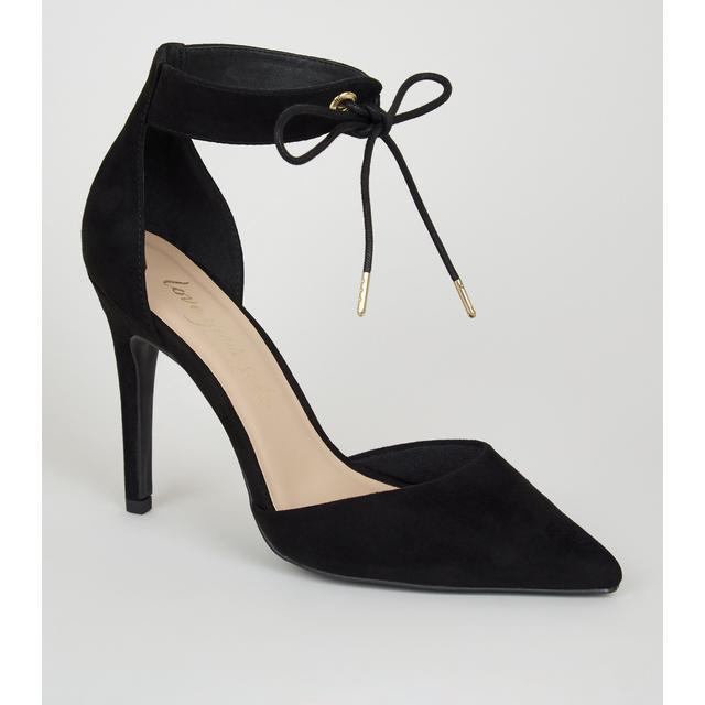 black heels with tie strap