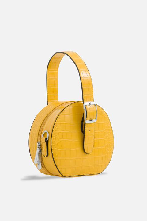 Womens **round Faux Crocodile Bag By Koko Couture - Yellow, Yellow