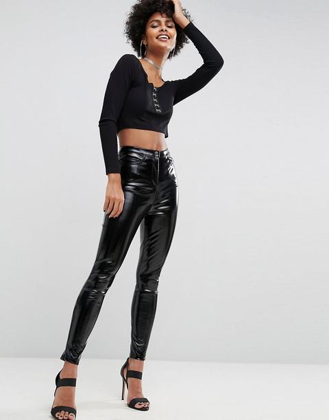 Asos - Pantaloni Skinny In Vinile - Nero