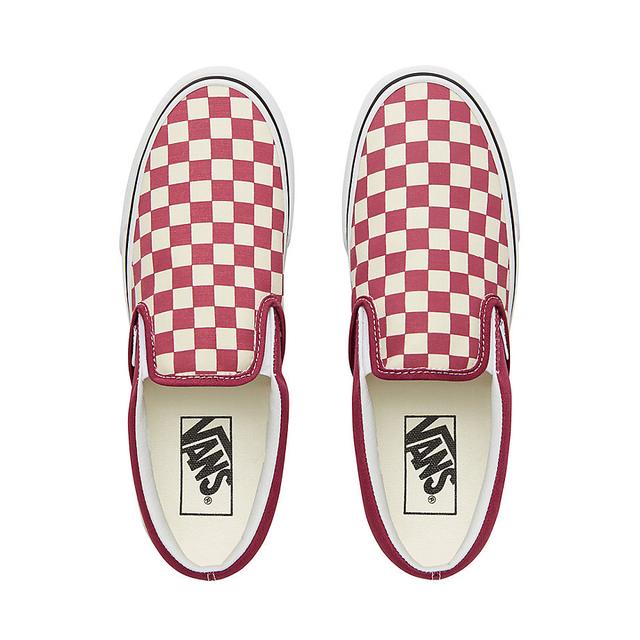 vans checkerboard slip on dry rose