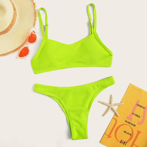 shein neon green bikini