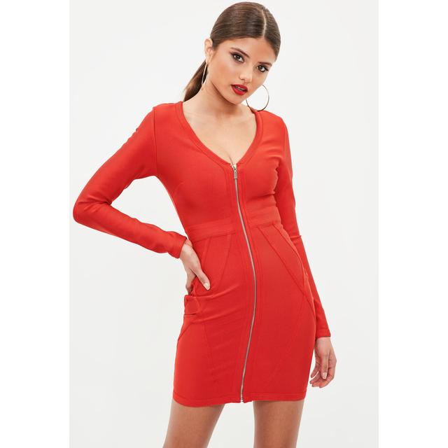 missguided red bandage dress