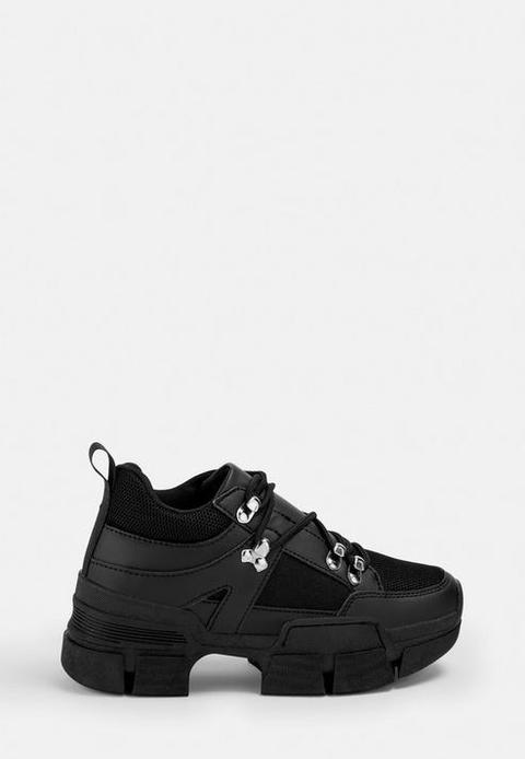 Black Chunky Split Sole Trainers, Black