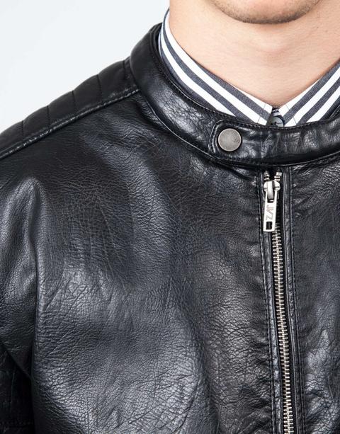 Cazadora Polipiel Acolchado Hombros Negro de Jvz Shop en 21 Buttons