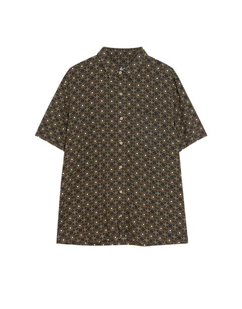 Camisa Manga Corta Estampada Negra