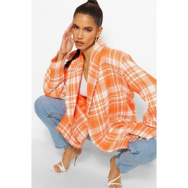 Orange clearance check blazer