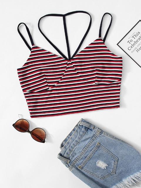 Striped Crop Cami Top