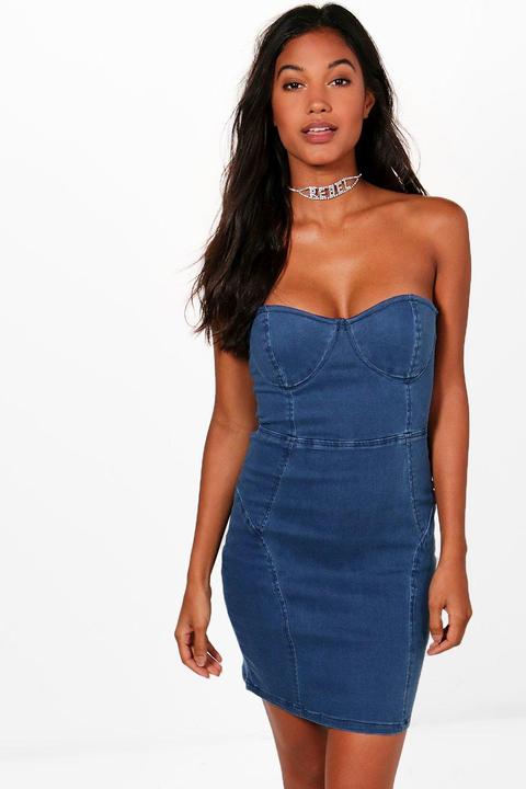 Angelica Strapless Bodycon Denim Dress