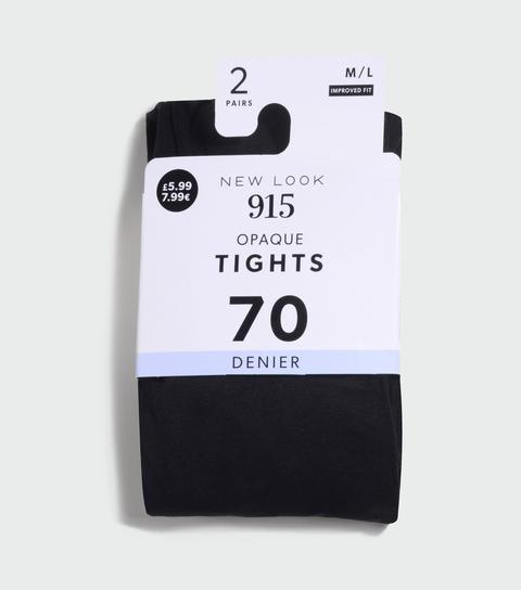 Girls 2 Pack Black Opaque 70 Denier Tights New Look