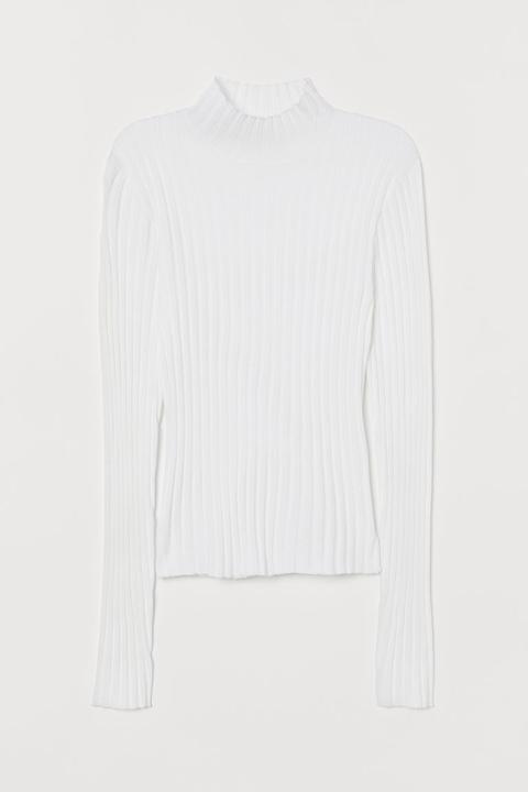 Jersey De Canalé Cuello Alto - Blanco