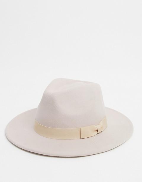 Sombrero Fedora Camel De Fieltro Con Banda A Juego De Asos Design-marrón