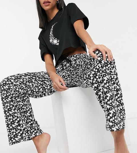 Pijama Con Top Y Pantalones Con Estampado Celestial De Luna Y Estrellas De Wednesday's Girl-negro