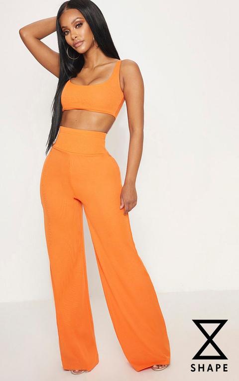 Shape - Pantalon Taille Haute Orange Effet Bandage, Orange