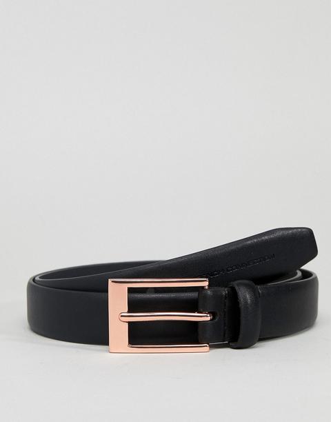 Cinturón Negro Con Hebilla En Dorado Rosa De French Connection