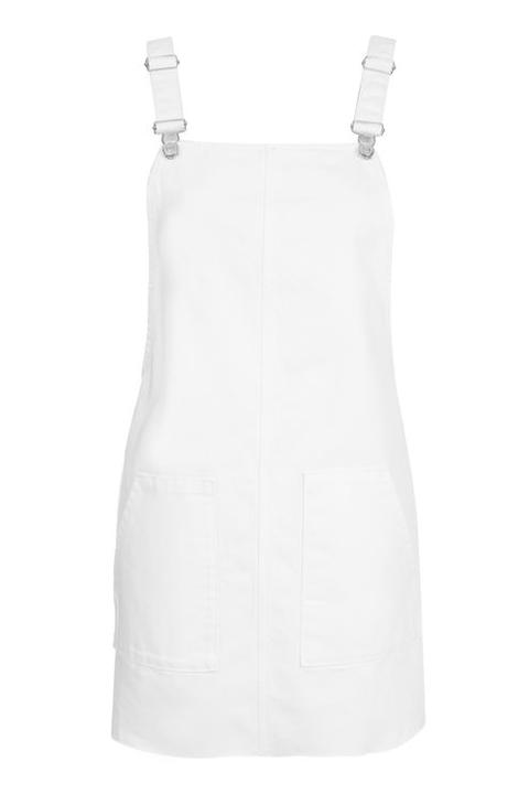 Moto White Denim Pinafore Dress