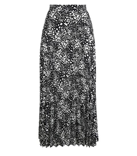 Black Mixed Animal Print Pleated Midi Skirt New Look