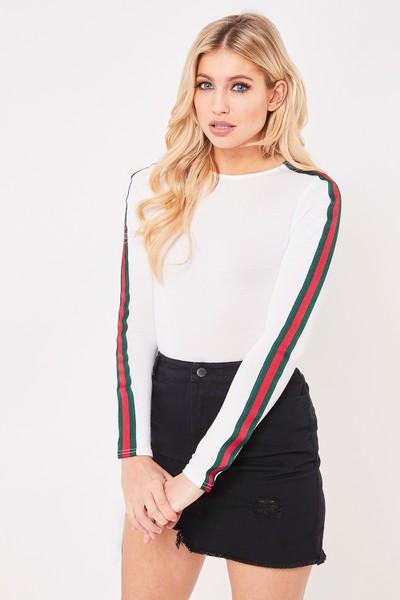 Georgia White Side Stripe Bodysuit