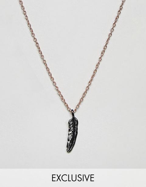 Collar Con Colgante De Pluma En Dorado Rosa Exclusivo En Asos De Icon Brand
