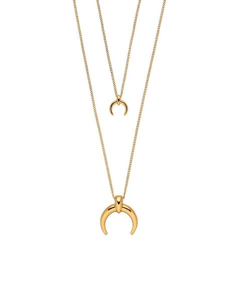 Moon Double Layer Necklace Gold