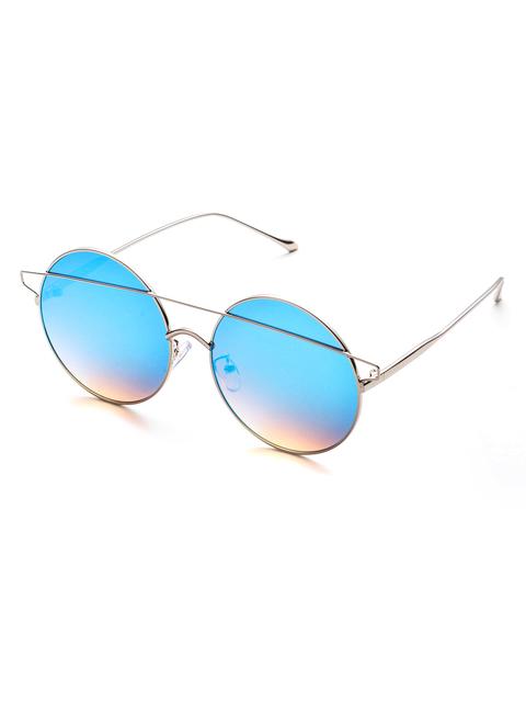 Blue Double Bridge Round Sunglasses