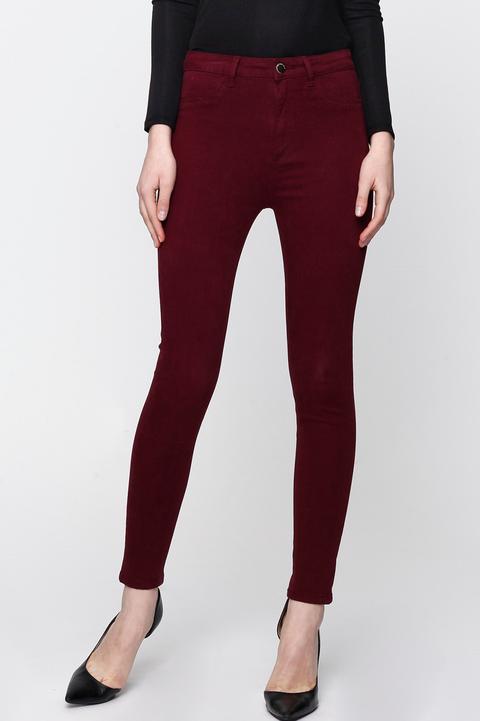 Pantaloni Vita Alta Bordeaux