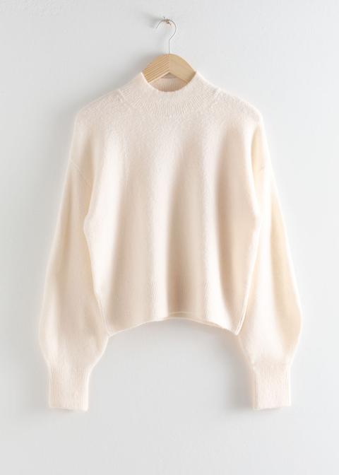 Mock Neck Sweater - White
