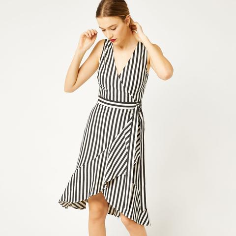 Cotton Stripe Wrap Dress