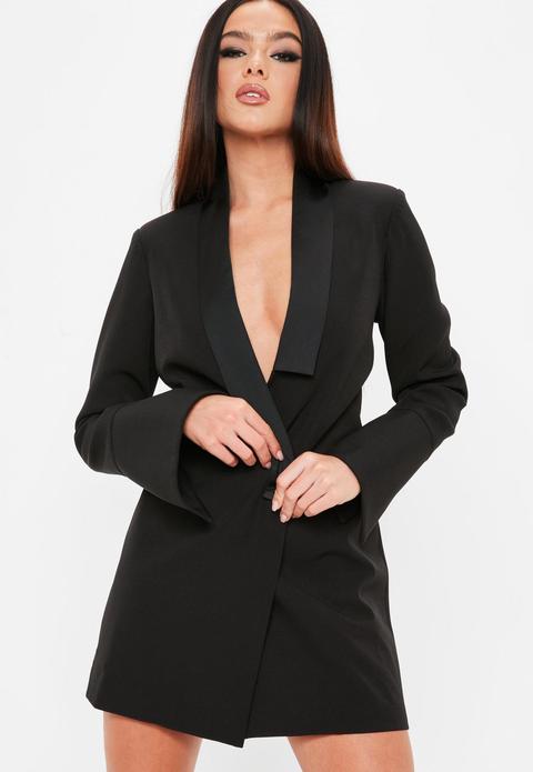 Madison Beer X Missguided Black Collar Detail Blazer Dress, Black