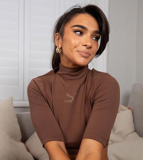 Top Corto Color Piña Con Espalda Abierta Exclusivo En Asos De Puma X Stef Fit-marrón