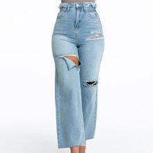 Vaqueros Palazzo Con Diseño Roto
