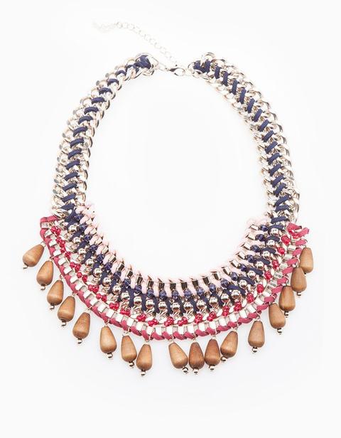 Collar Metal Beads Y Suede