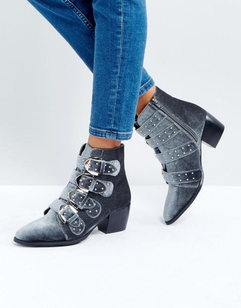 Botas De Tacón Medio Con Correa Con Hebilla Y Tachuelas De Truffle Collection