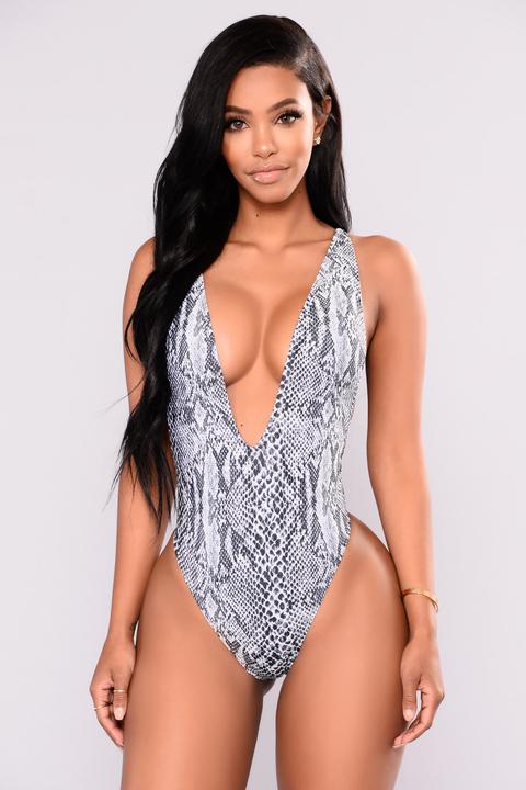 Sleek And Slither Swimsuit - Grey