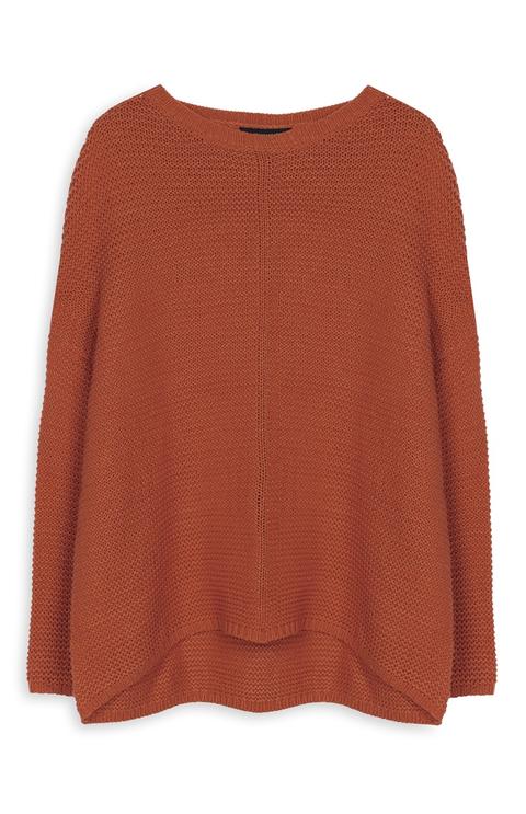 Pullover Terracotta Lavorato A Maglia