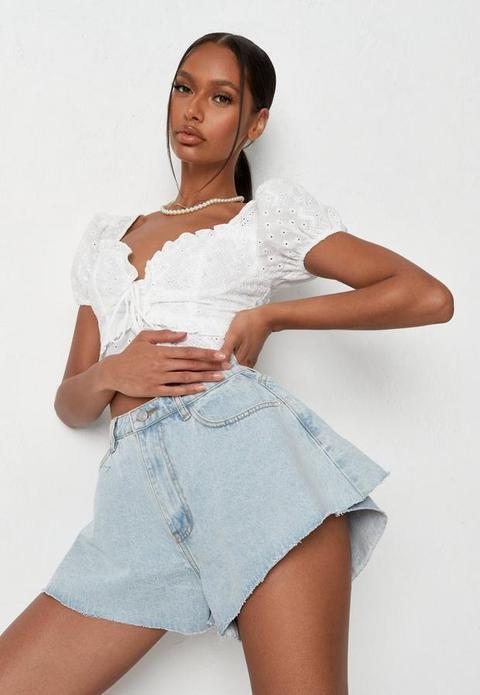 Recycled Light Blue Floaty Denim Shorts, Blue