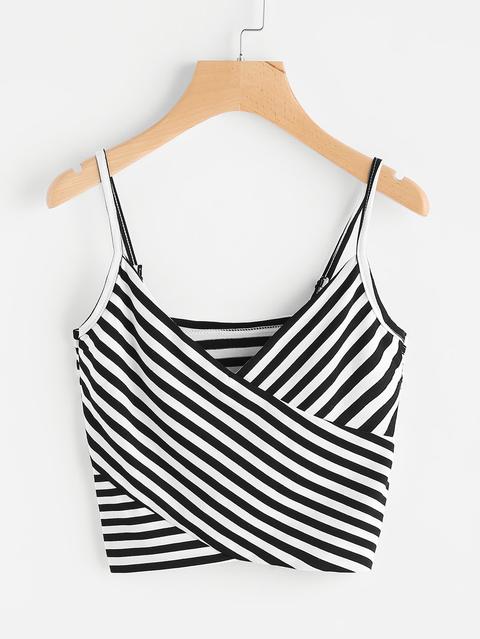 Top Camisole A Strisce Con Scollo A V