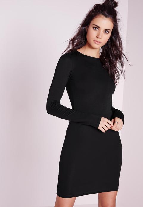 Jersey Bodycon Mini Dress Black