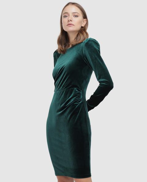 Calvin Klein - Vestido De Terciopelo En Color Verde Oscuro