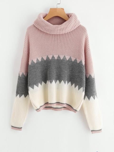 Jersey De Cuello Alto En Color Block
