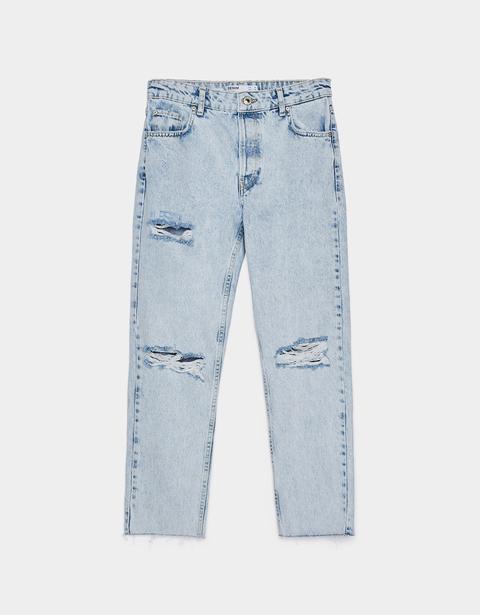 Jeans Straight Cropped Mid Waist