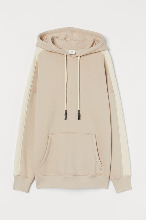 Sudadera Oversize Con Capucha - Beis