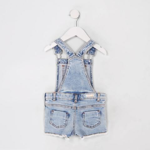 Mini Girls Blue Short Denim Dungarees 