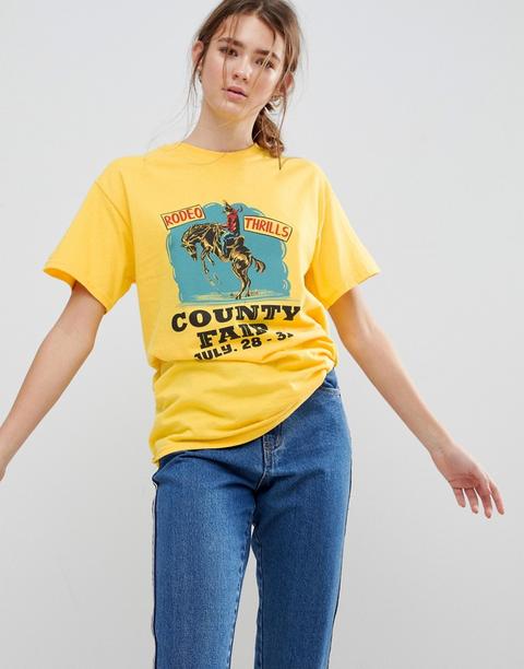 Daisy Street Boyfriend T-shirt With Rodeo Print