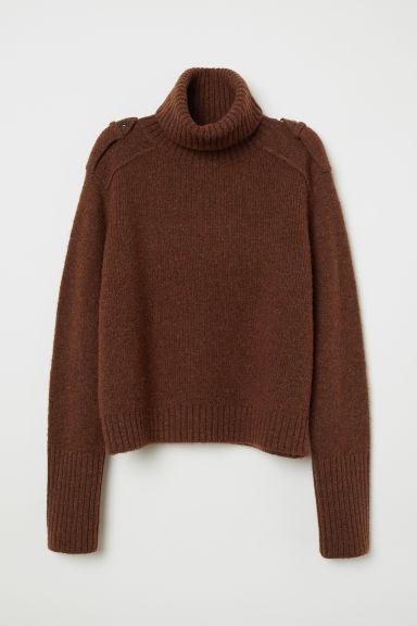 H & M - Pullover Dolcevita Misto Lana - Marrone