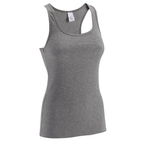 Camiseta Sin Mangas Tirantes Gimnasia Pilates Domyos 500 Mujer Gris